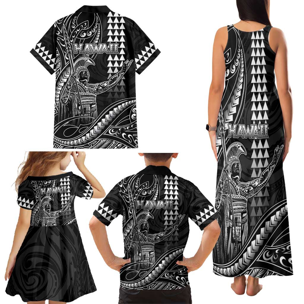 Hawaii King Kamehameha The Great Family Matching Tank Maxi Dress and Hawaiian Shirt Black Tribal Tattoo LT05 - Polynesian Pride