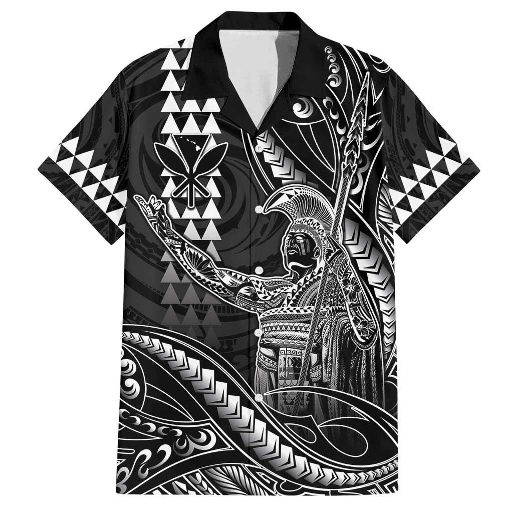 Hawaii King Kamehameha The Great Family Matching Tank Maxi Dress and Hawaiian Shirt Black Tribal Tattoo LT05 Dad's Shirt - Short Sleeve Black - Polynesian Pride