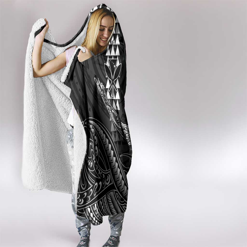 Hawaii King Kamehameha The Great Hooded Blanket Black Tribal Tattoo