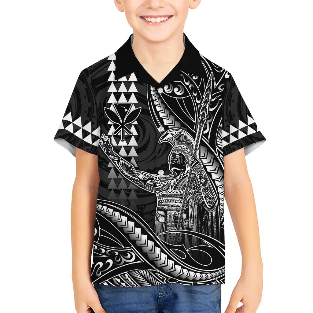 Hawaii King Kamehameha The Great Kid Hawaiian Shirt Black Tribal Tattoo