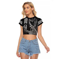 Hawaii King Kamehameha The Great Raglan Cropped T Shirt Black Tribal Tattoo