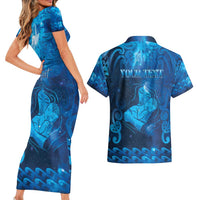 Personalised New Zealand Mother's Day Couples Matching Short Sleeve Bodycon Dress and Hawaiian Shirt Ko Te Whaea Te Takere O Te Waka LT05 - Polynesian Pride