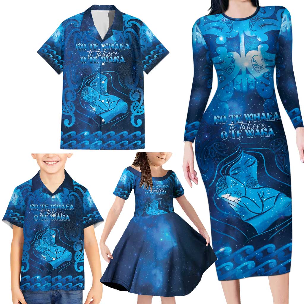 Personalised New Zealand Mother's Day Family Matching Long Sleeve Bodycon Dress and Hawaiian Shirt Ko Te Whaea Te Takere O Te Waka LT05 - Polynesian Pride