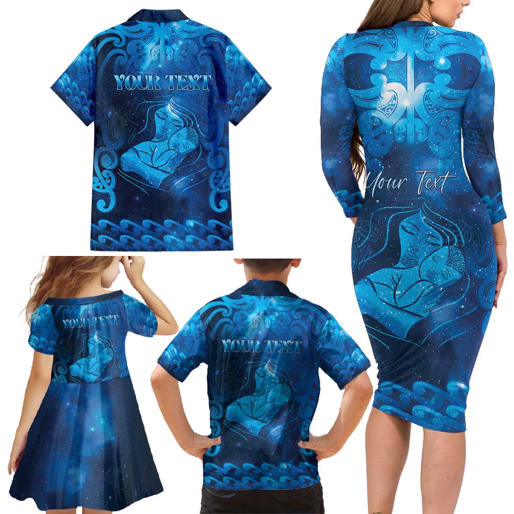 Personalised New Zealand Mother's Day Family Matching Long Sleeve Bodycon Dress and Hawaiian Shirt Ko Te Whaea Te Takere O Te Waka LT05 - Polynesian Pride