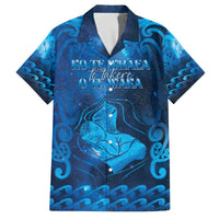 Personalised New Zealand Mother's Day Family Matching Off The Shoulder Long Sleeve Dress and Hawaiian Shirt Ko Te Whaea Te Takere O Te Waka LT05 Dad's Shirt - Short Sleeve Blue - Polynesian Pride
