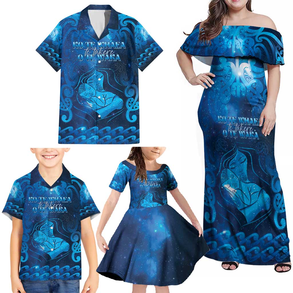 Personalised New Zealand Mother's Day Family Matching Off Shoulder Maxi Dress and Hawaiian Shirt Ko Te Whaea Te Takere O Te Waka LT05 - Polynesian Pride