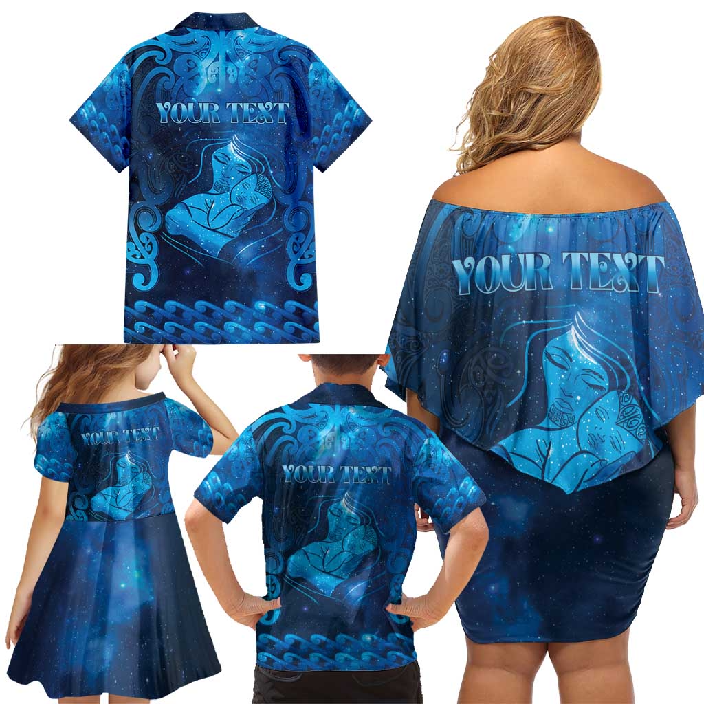 Personalised New Zealand Mother's Day Family Matching Off Shoulder Short Dress and Hawaiian Shirt Ko Te Whaea Te Takere O Te Waka LT05 - Polynesian Pride