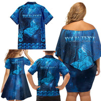 Personalised New Zealand Mother's Day Family Matching Off Shoulder Short Dress and Hawaiian Shirt Ko Te Whaea Te Takere O Te Waka LT05 - Polynesian Pride