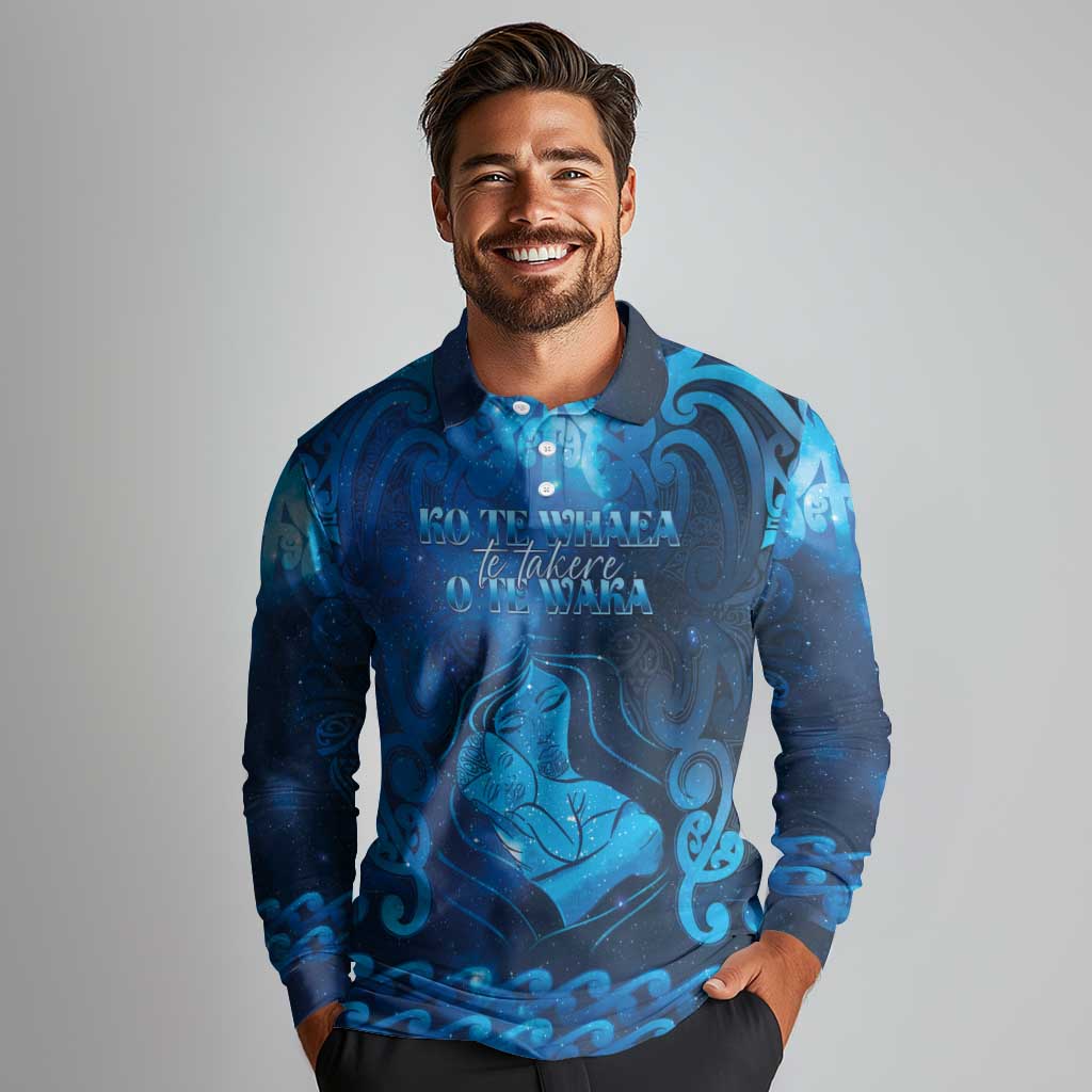 Personalised New Zealand Mother's Day Long Sleeve Polo Shirt Ko Te Whaea Te Takere O Te Waka