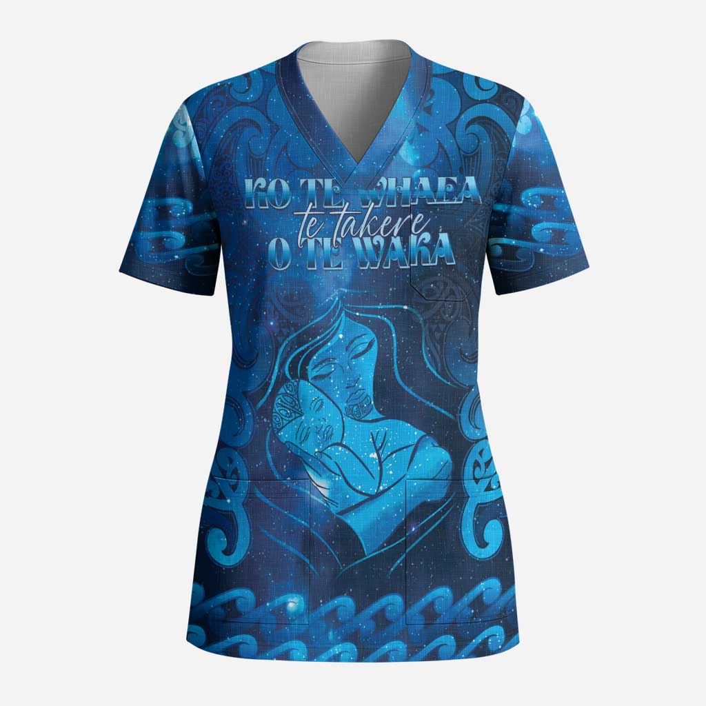 Personalised New Zealand Mother's Day Scrub Top Ko Te Whaea Te Takere O Te Waka - Polynesian Pride
