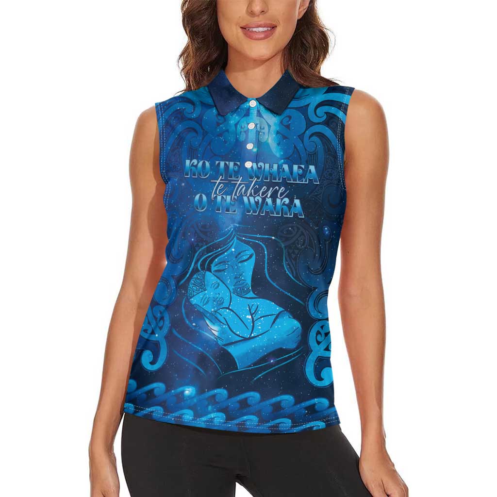 Personalised New Zealand Mother's Day Women Sleeveless Polo Shirt Ko Te Whaea Te Takere O Te Waka