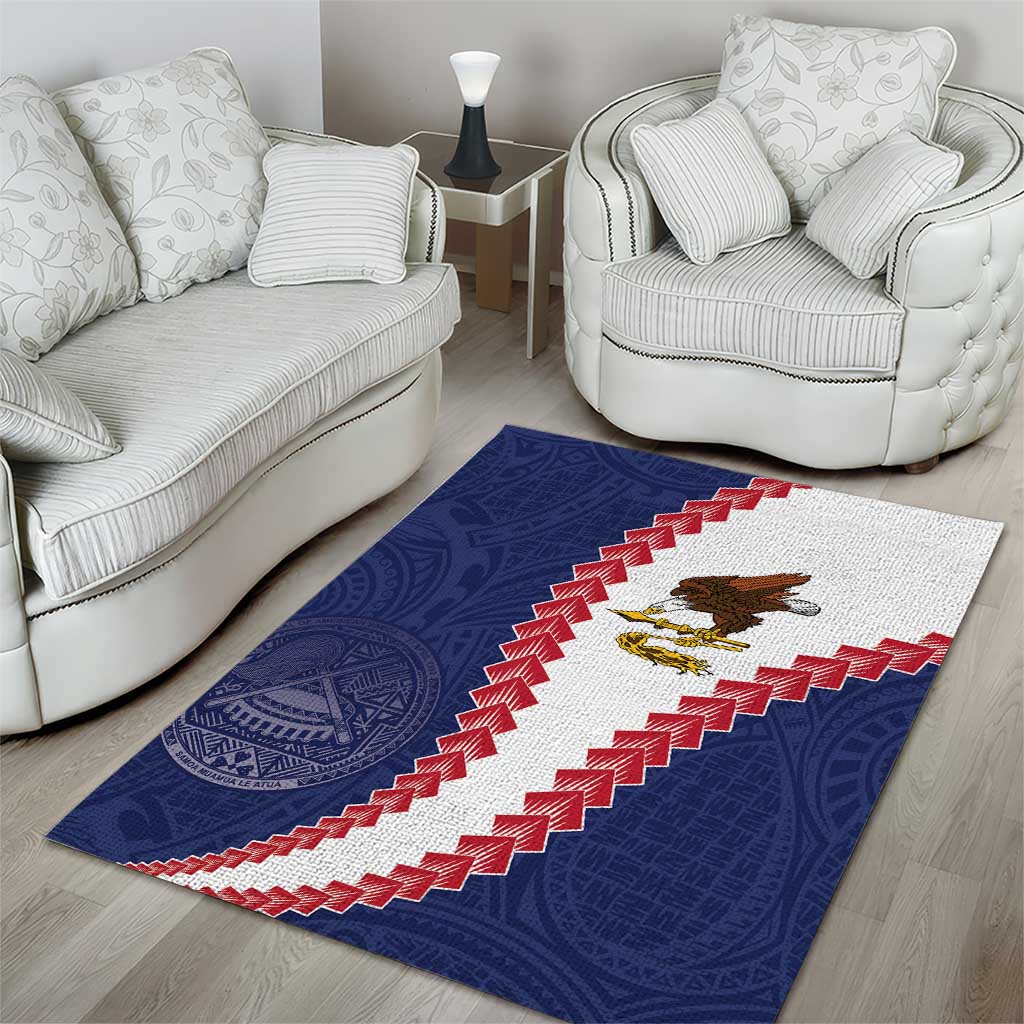 American Samoa Eagle Area Rug Polynesian Tribal Pattern Curve Style