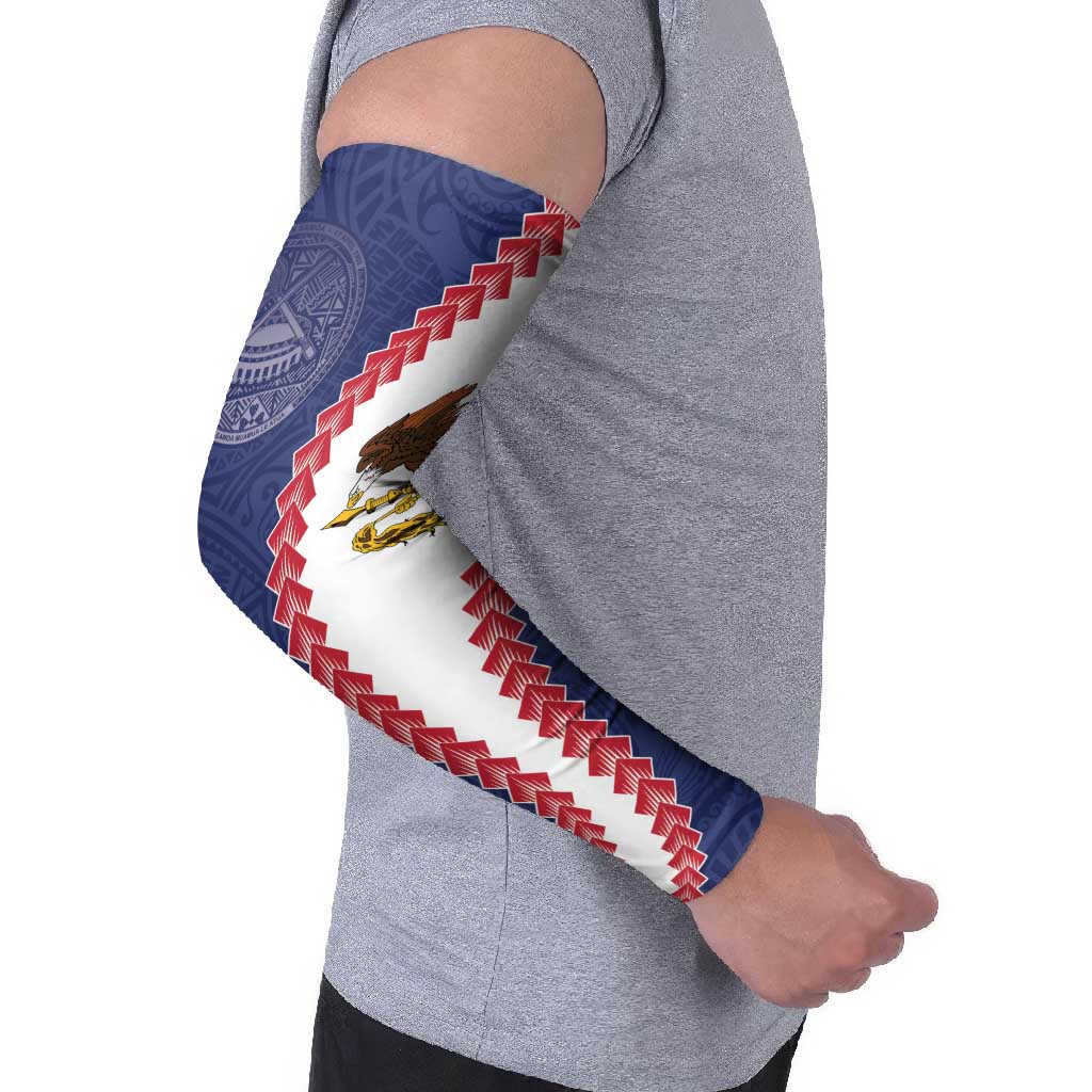 American Samoa Eagle Arm Sleeves Polynesian Tribal Pattern Curve Style