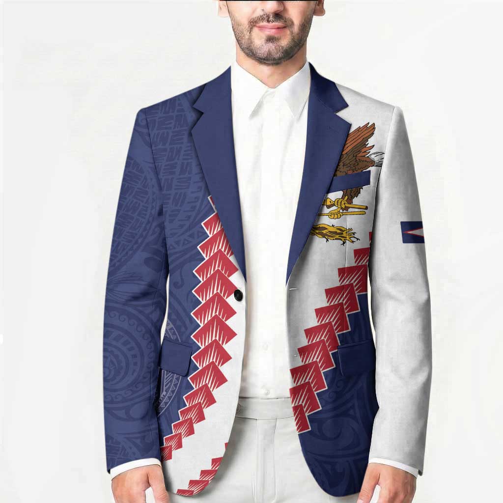 American Samoa Eagle Blazer Polynesian Tribal Pattern Curve Style