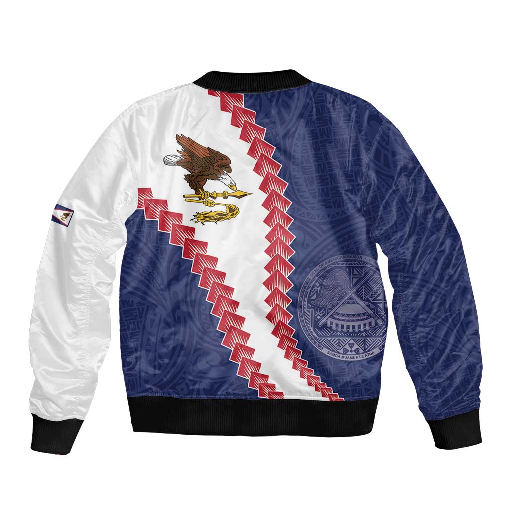 American Samoa Eagle Bomber Jacket Polynesian Tribal Pattern Curve Style