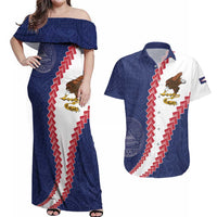 American Samoa Eagle Couples Matching Off Shoulder Maxi Dress and Hawaiian Shirt Polynesian Tribal Pattern Curve Style