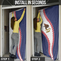 American Samoa Eagle Door Cover Polynesian Tribal Pattern Curve Style
