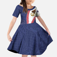 American Samoa Eagle Family Matching Off The Shoulder Long Sleeve Dress and Hawaiian Shirt Polynesian Tribal Pattern Curve Style