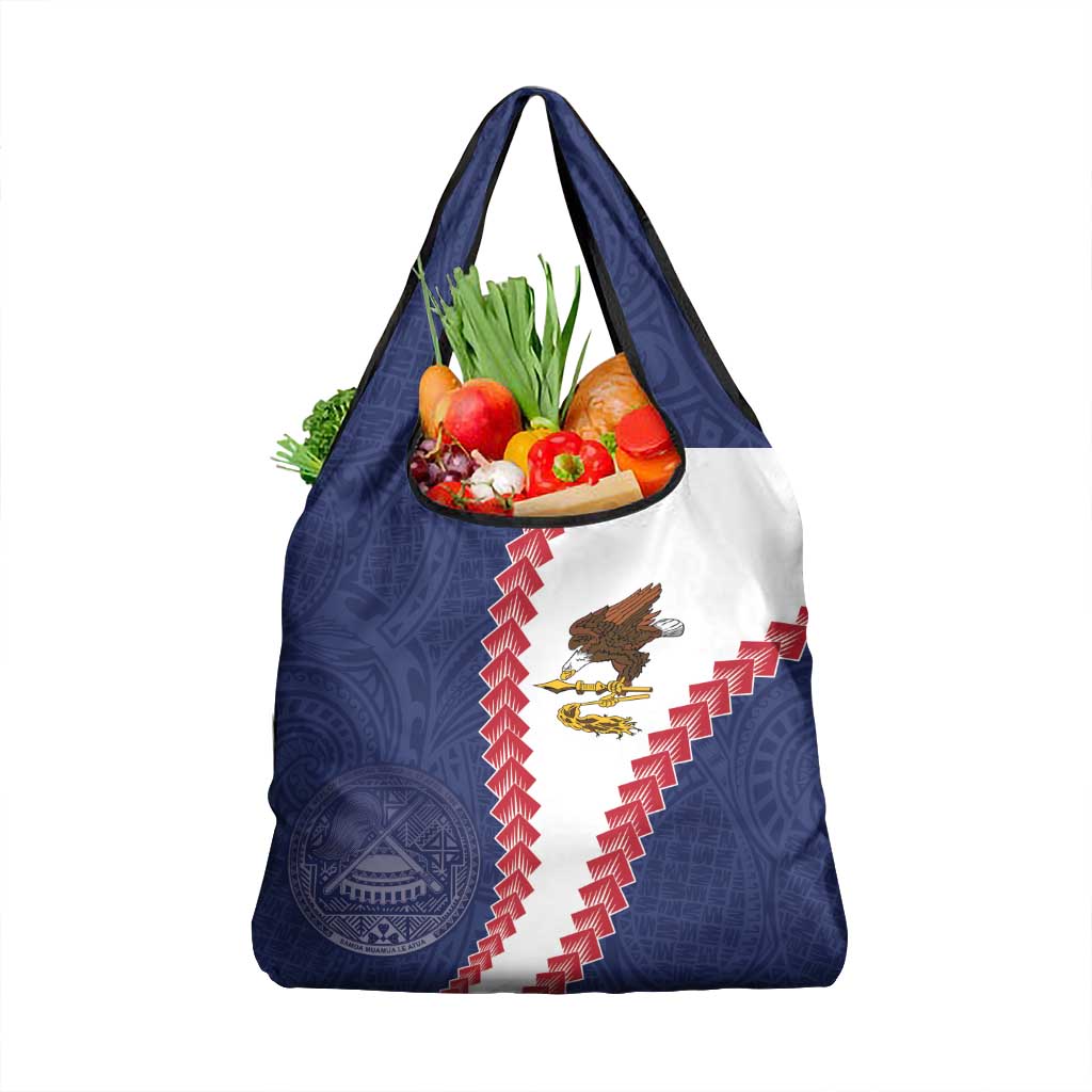 American Samoa Eagle Grocery Bag Polynesian Tribal Pattern Curve Style