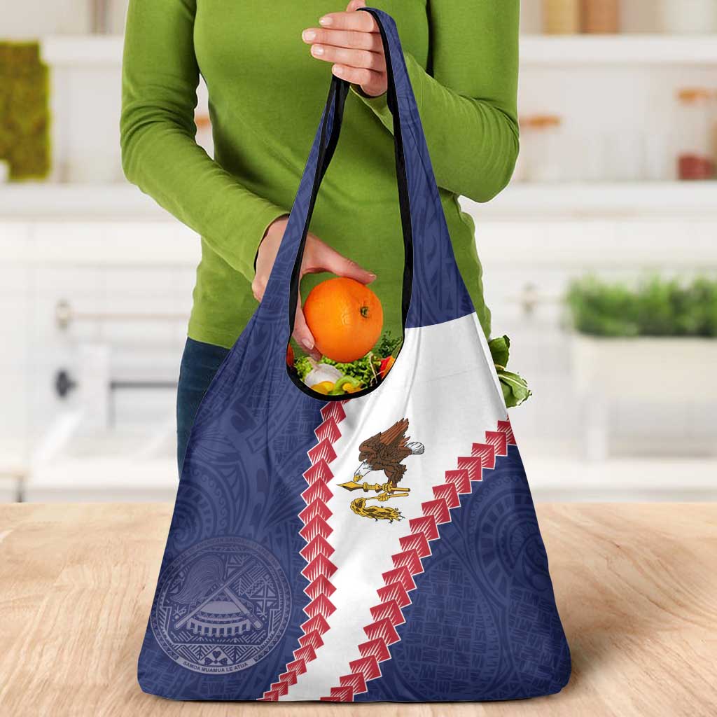 American Samoa Eagle Grocery Bag Polynesian Tribal Pattern Curve Style