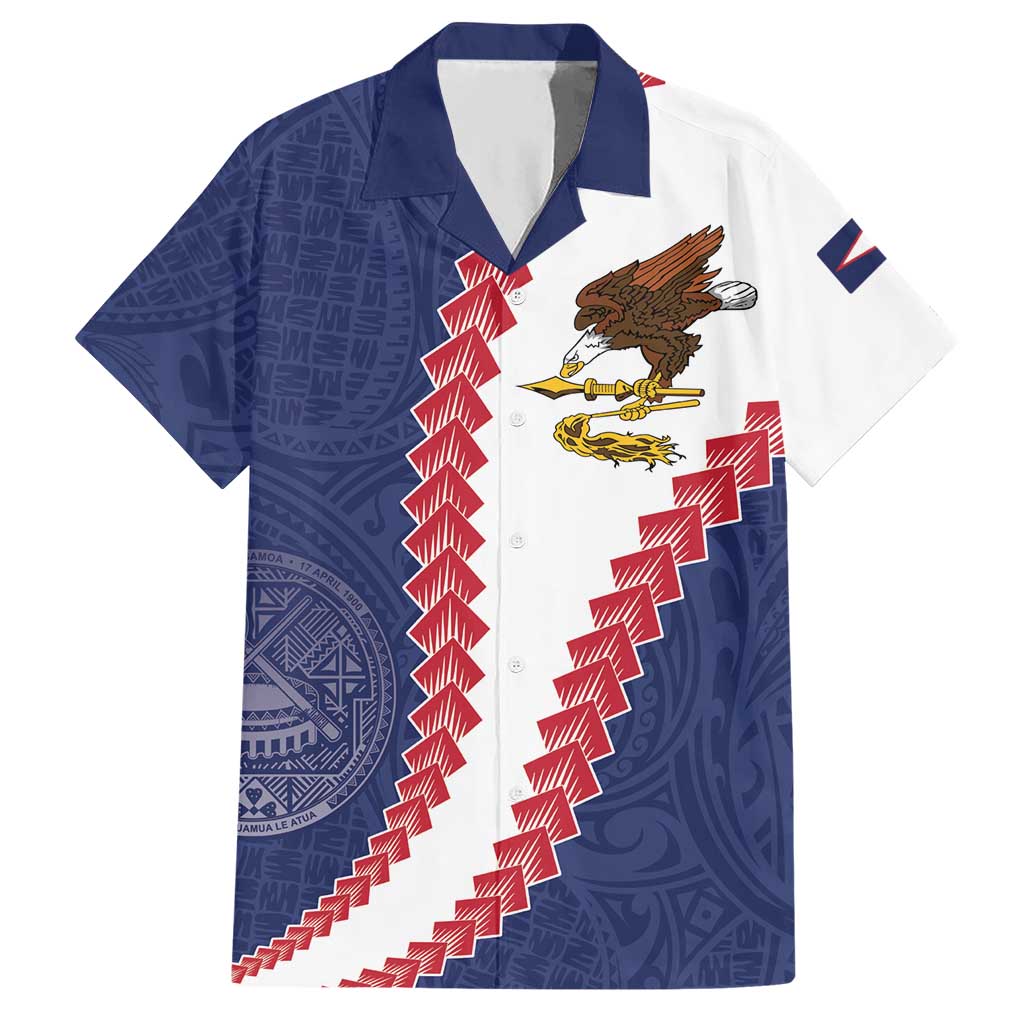 American Samoa Eagle Hawaiian Shirt Polynesian Tribal Pattern Curve Style