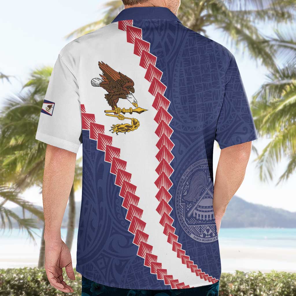 American Samoa Eagle Hawaiian Shirt Polynesian Tribal Pattern Curve Style