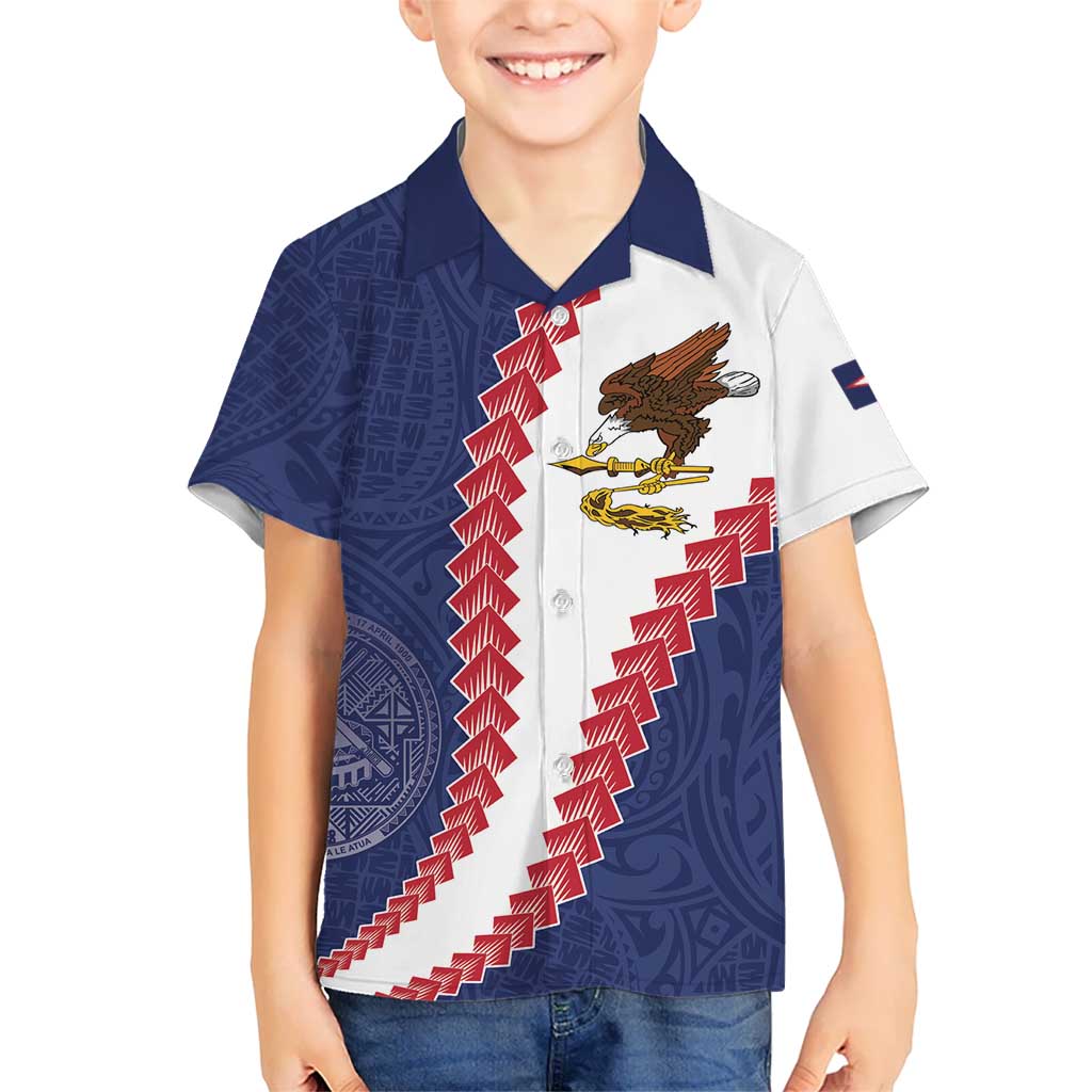 American Samoa Eagle Hawaiian Shirt Polynesian Tribal Pattern Curve Style