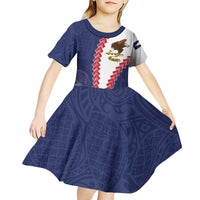 American Samoa Eagle Kid Short Sleeve Dress Polynesian Tribal Pattern Curve Style