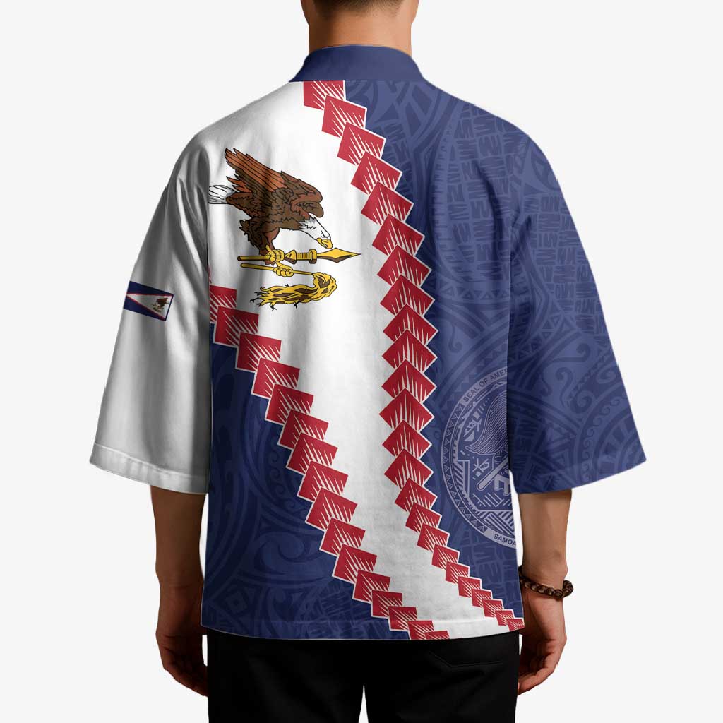 American Samoa Eagle Kimono Polynesian Tribal Pattern Curve Style