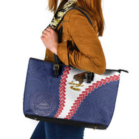 American Samoa Eagle Leather Tote Bag Polynesian Tribal Pattern Curve Style