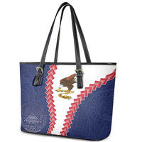 American Samoa Eagle Leather Tote Bag Polynesian Tribal Pattern Curve Style