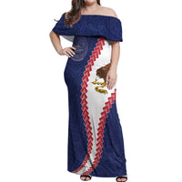 American Samoa Eagle Off Shoulder Maxi Dress Polynesian Tribal Pattern Curve Style