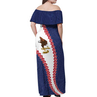 American Samoa Eagle Off Shoulder Maxi Dress Polynesian Tribal Pattern Curve Style