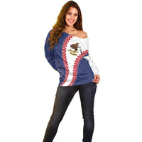American Samoa Eagle Off Shoulder Sweater Polynesian Tribal Pattern Curve Style