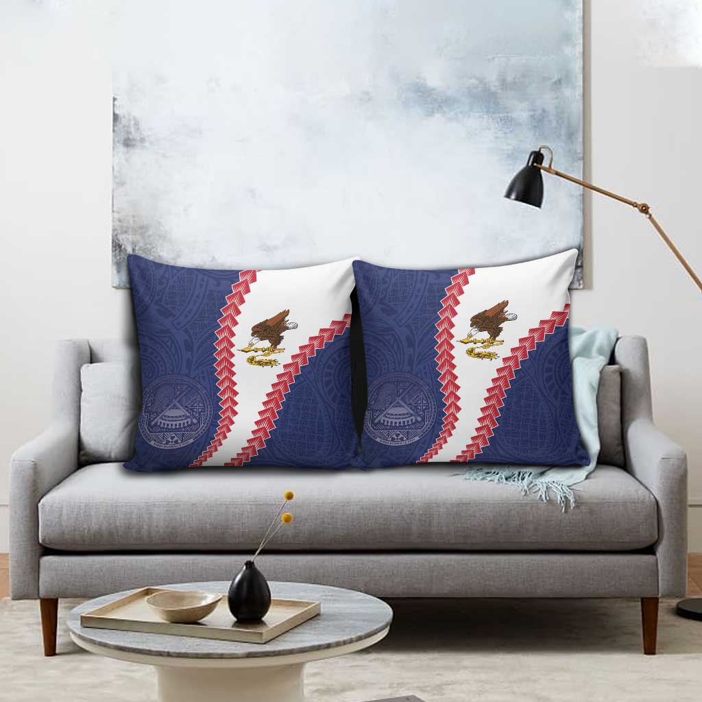 American Samoa Eagle Pillow Cover Polynesian Tribal Pattern Curve Style