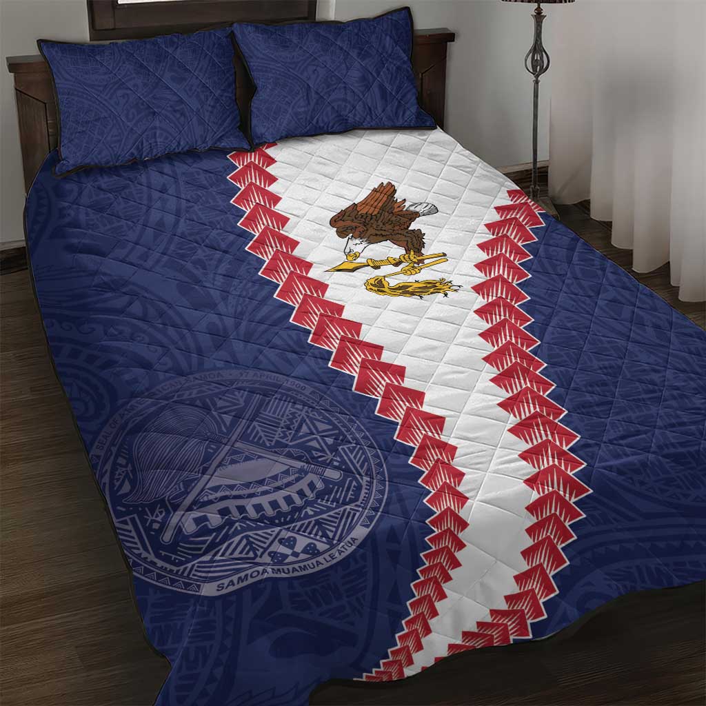American Samoa Eagle Quilt Bed Set Polynesian Tribal Pattern Curve Style