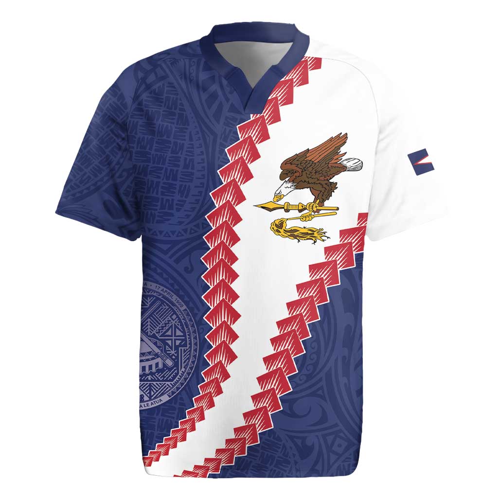 American Samoa Eagle Rugby Jersey Polynesian Tribal Pattern Curve Style
