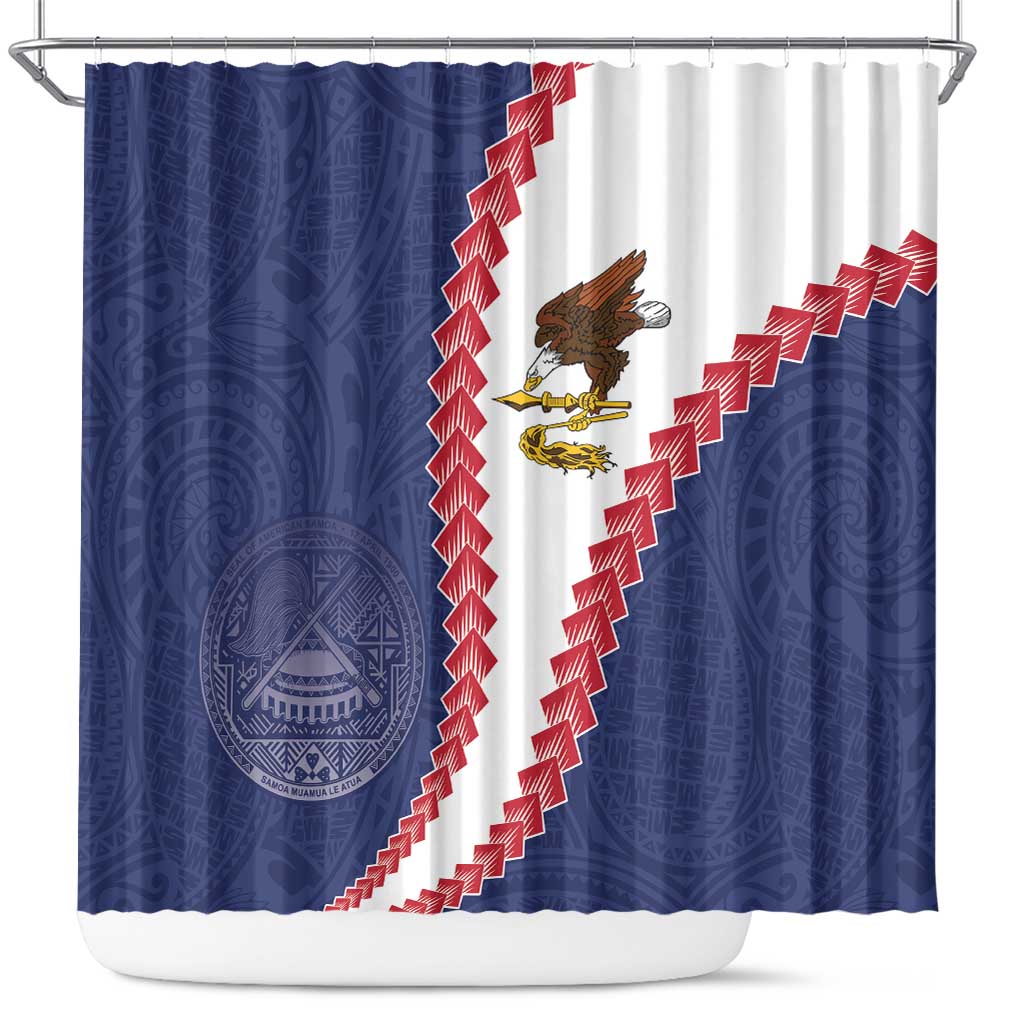 American Samoa Eagle Shower Curtain Polynesian Tribal Pattern Curve Style