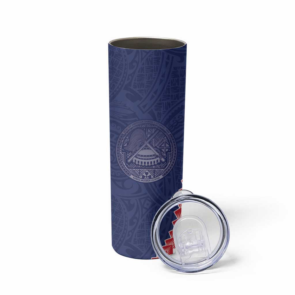 American Samoa Eagle Skinny Tumbler Polynesian Tribal Pattern Curve Style