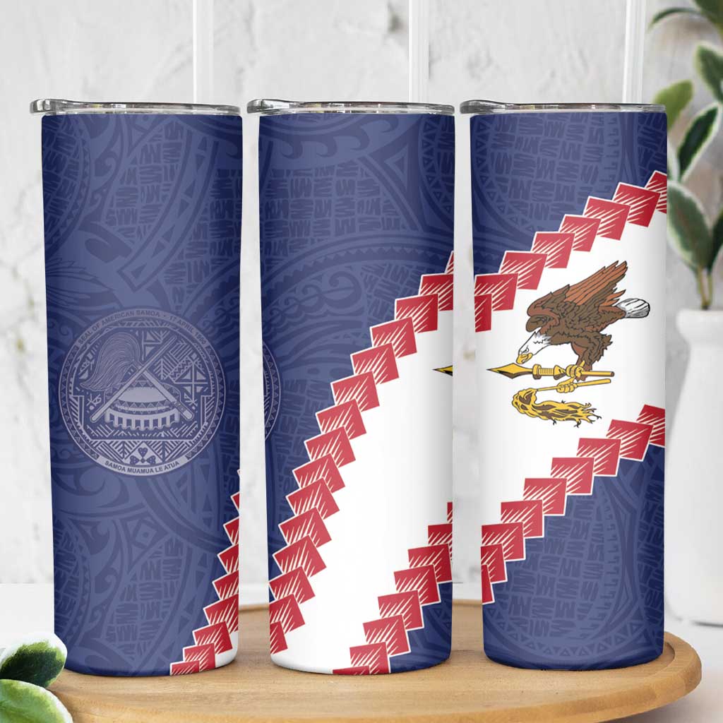 American Samoa Eagle Skinny Tumbler Polynesian Tribal Pattern Curve Style