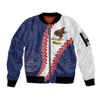 American Samoa Eagle Sleeve Zip Bomber Jacket Polynesian Tribal Pattern Curve Style