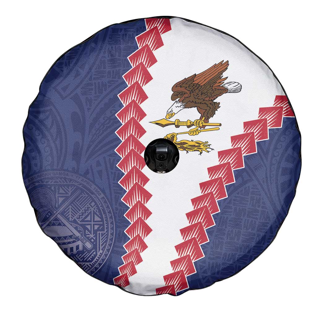 American Samoa Eagle Spare Tire Cover Polynesian Tribal Pattern Curve Style