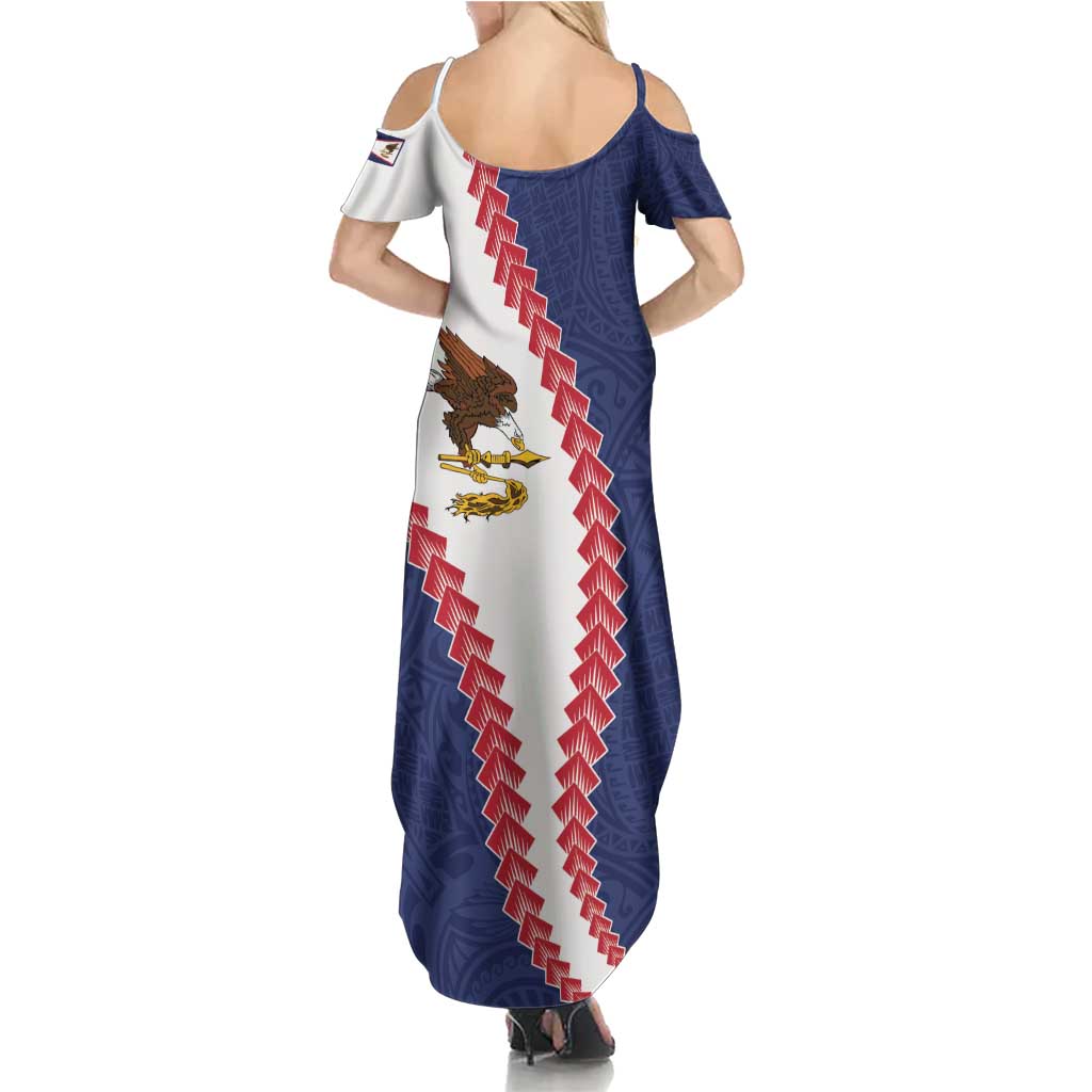 American Samoa Eagle Summer Maxi Dress Polynesian Tribal Pattern Curve Style