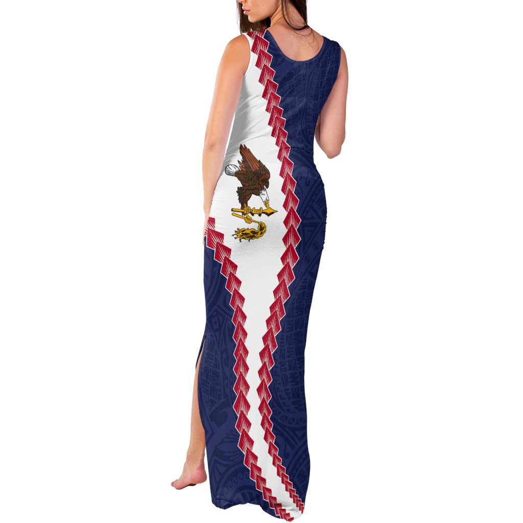 American Samoa Eagle Tank Maxi Dress Polynesian Tribal Pattern Curve Style