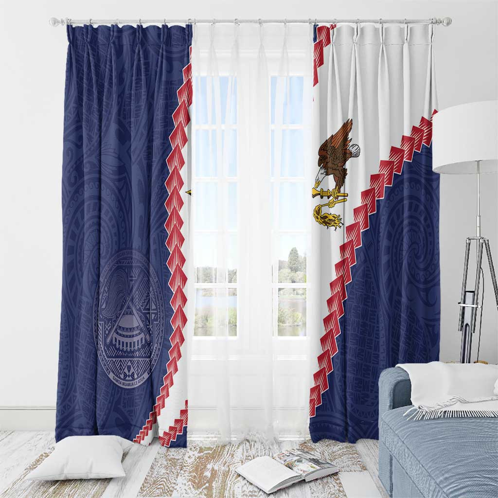 American Samoa Eagle Window Curtain Polynesian Tribal Pattern Curve Style