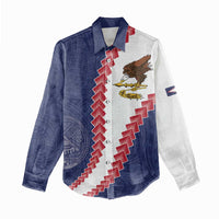 American Samoa Eagle Women Casual Shirt Polynesian Tribal Pattern Curve Style