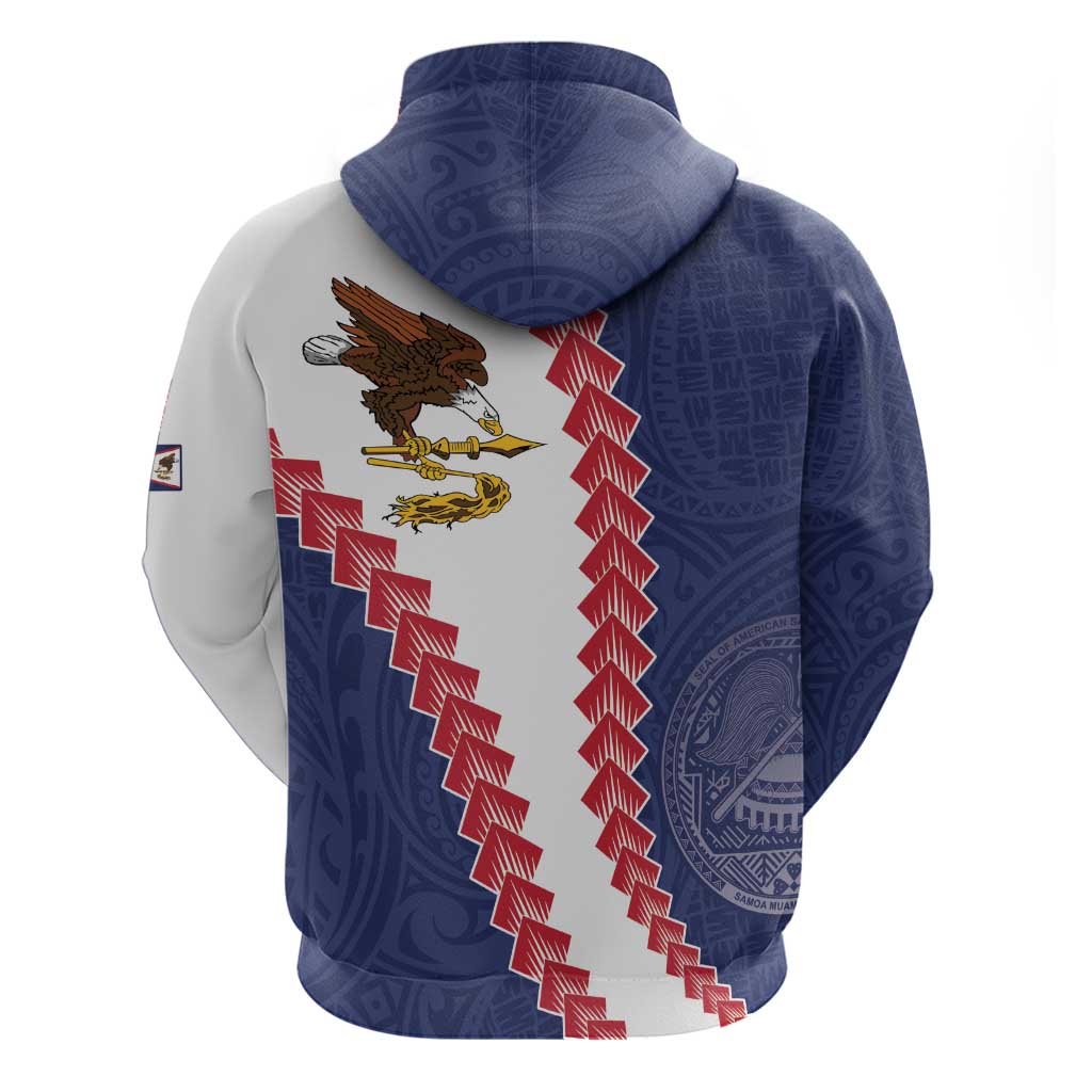 American Samoa Eagle Zip Hoodie Polynesian Tribal Pattern Curve Style