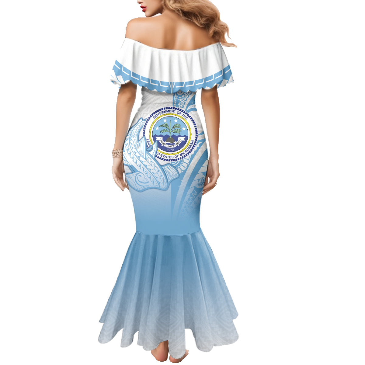Micronesia Constitution Day Family Matching Mermaid Dress and Hawaiian Shirt Polynesian Tribal Tattoo Simple Style LT05 - Polynesian Pride