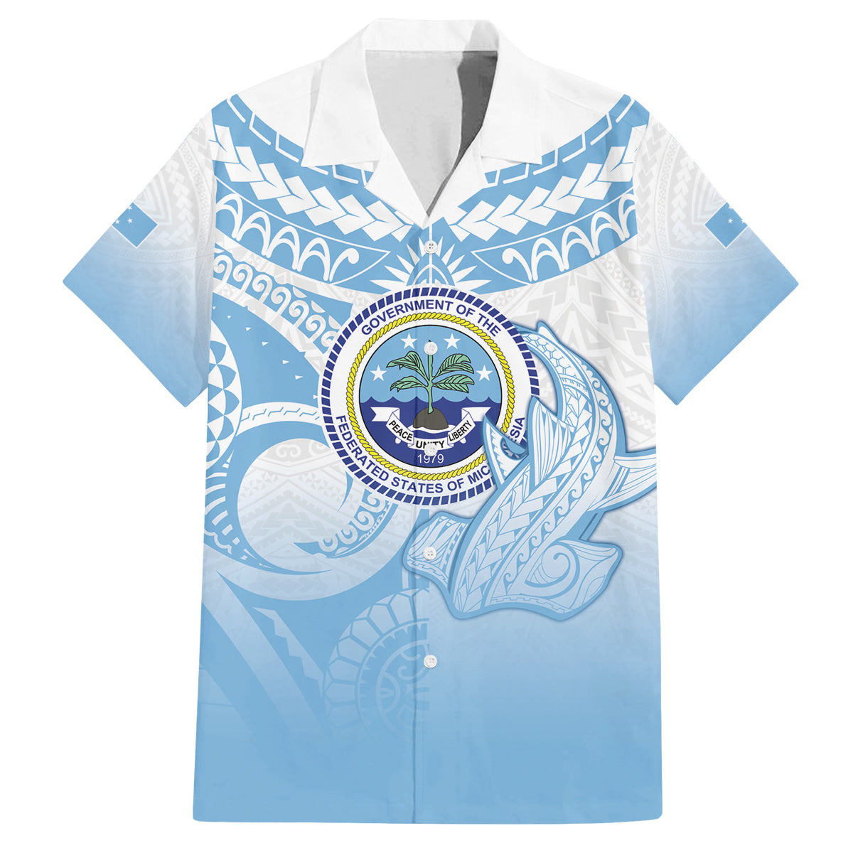 Micronesia Constitution Day Family Matching Summer Maxi Dress and Hawaiian Shirt Polynesian Tribal Tattoo Simple Style