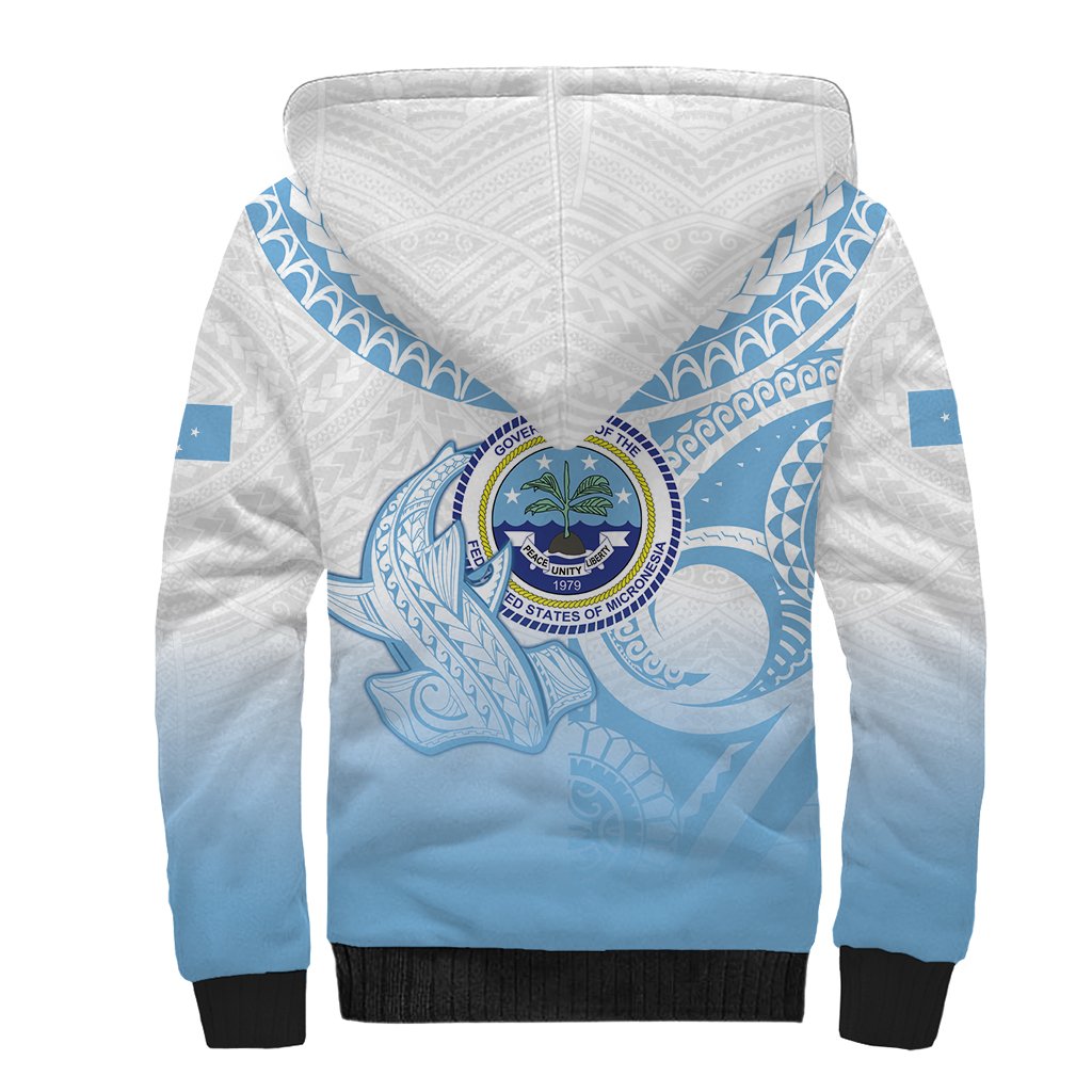 Micronesia Constitution Day Sherpa Hoodie Polynesian Tribal Tattoo Simple Style